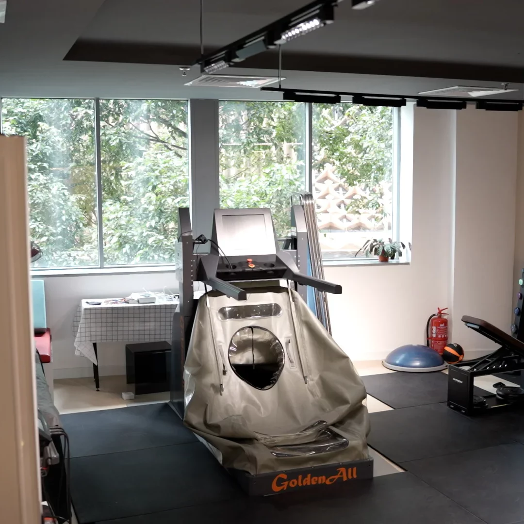 Golden All Zero Gravity Treadmill for Low-Impact Rehabilitation — laboratory preparation