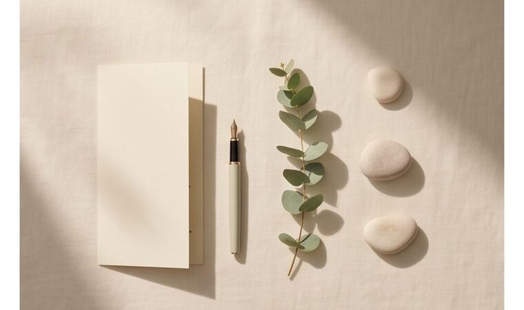 A considered, minimal wellness plan laid out on linen